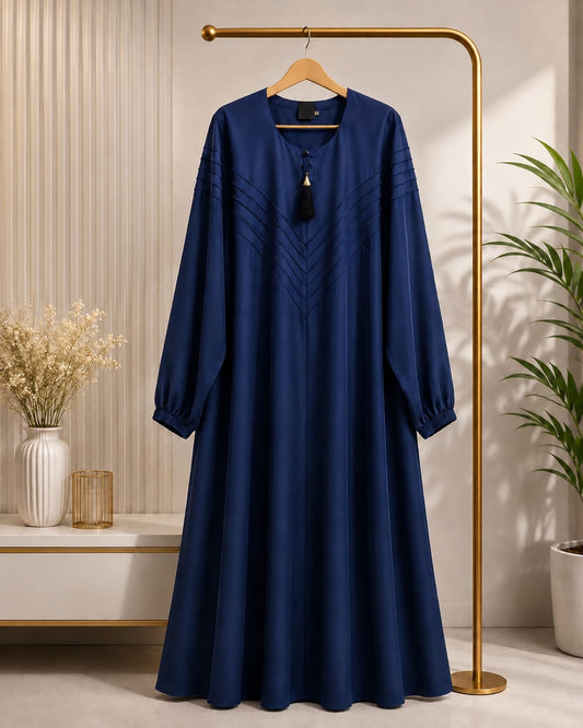 Luxe Blue Pintuck Abaya