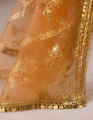 Majestic Luxury Embroidered Lehenga Set- Orange