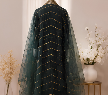 Majestic Luxury Embroidered Lehenga Set- Green