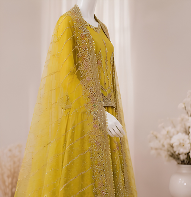 Majestic Luxury Embroidered Lehenga Set- yellow
