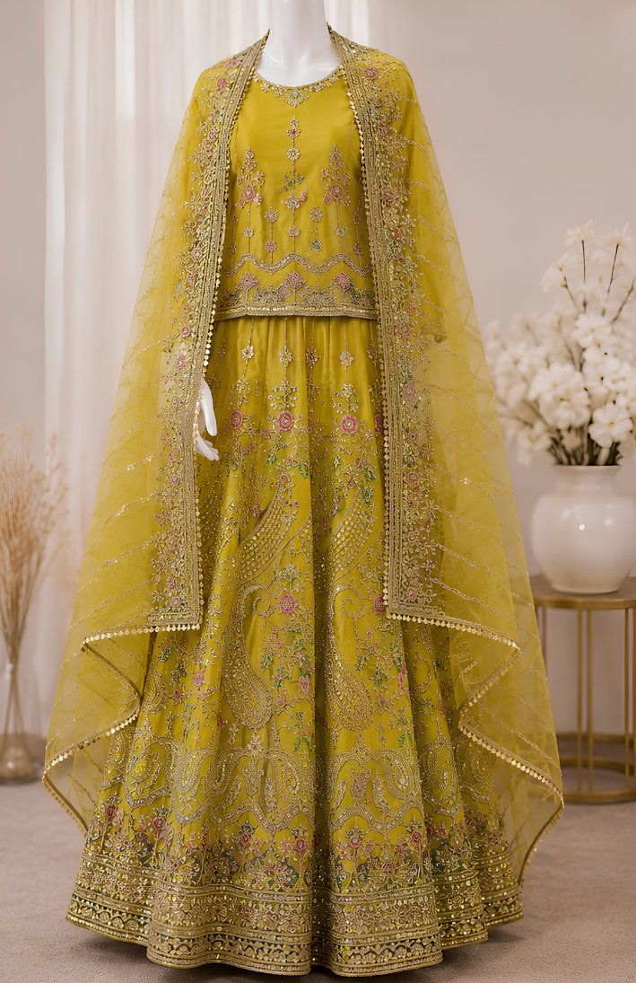 Majestic Luxury Embroidered Lehenga Set- yellow