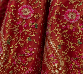 Majestic Luxury Embroidered Lehenga Set- maroon
