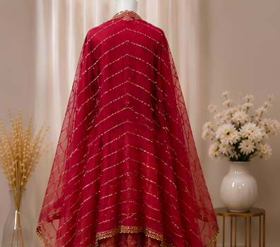 Majestic Luxury Embroidered Lehenga Set- maroon