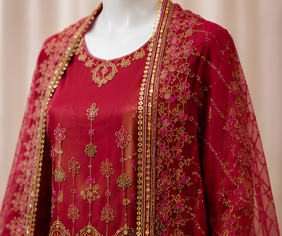 Majestic Luxury Embroidered Lehenga Set- maroon