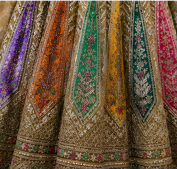 Majestic Luxury Embroidered Lehenga Set- Mehndi color