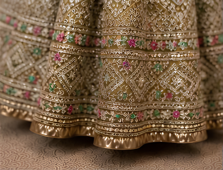 Majestic Luxury Embroidered Lehenga Set- Mehndi color