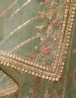 Majestic Luxury Embroidered Lehenga Set- Pastel Mint