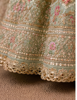 Majestic Luxury Embroidered Lehenga Set- Pastel Mint