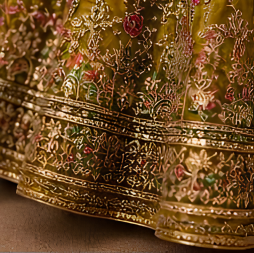 Majestic Luxury Embroidered Lehenga Set- Mustard Gold