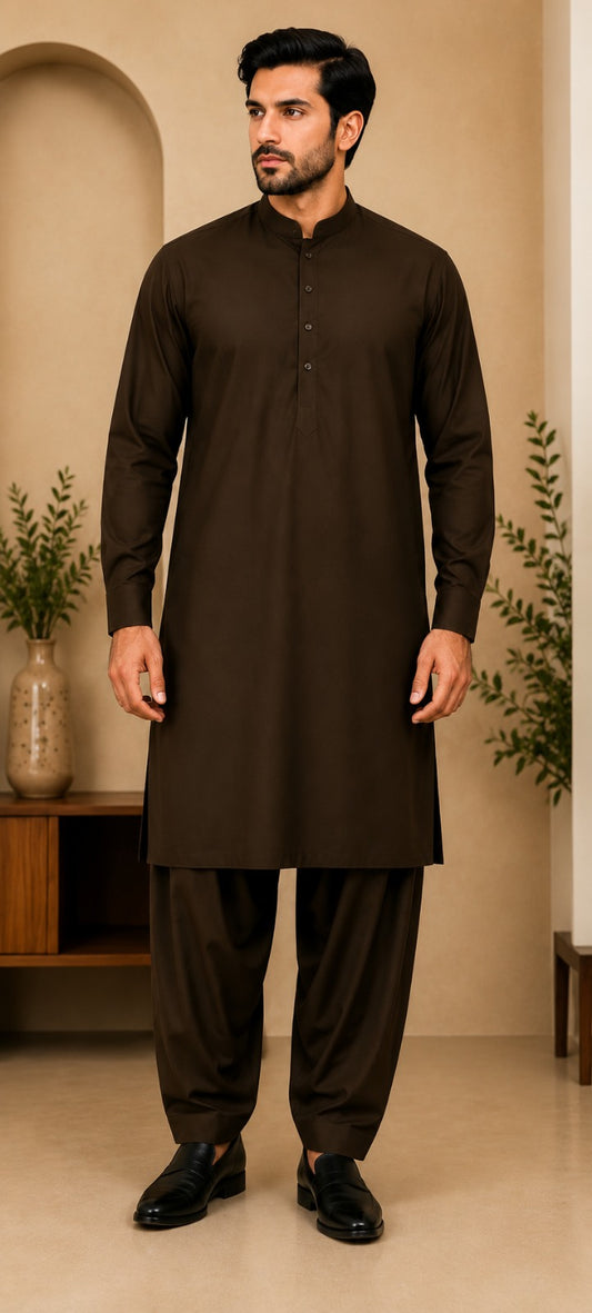 Men's Wash & Wear Unstitched - Brown