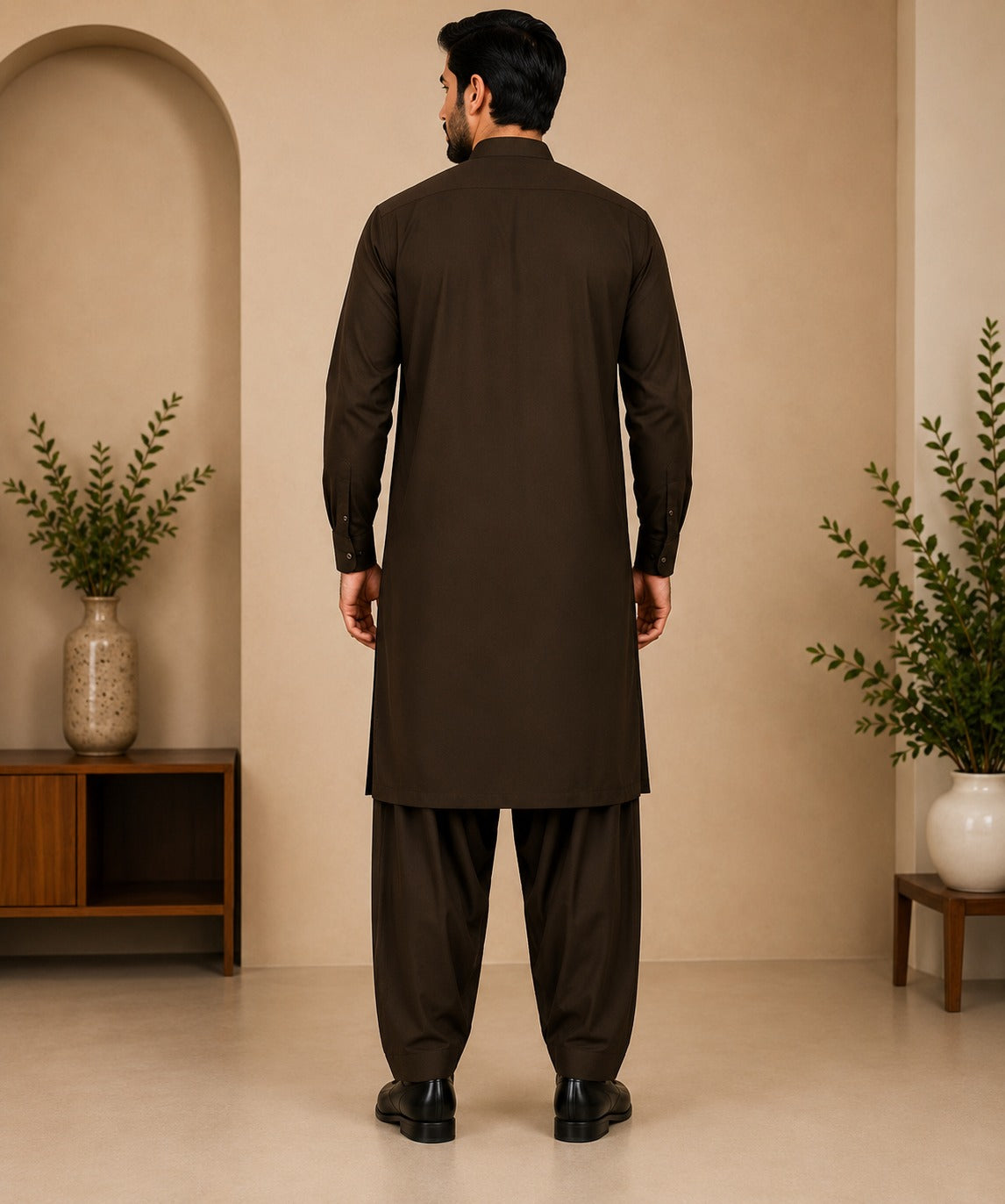 Men's Wash & Wear Unstitched - Brown