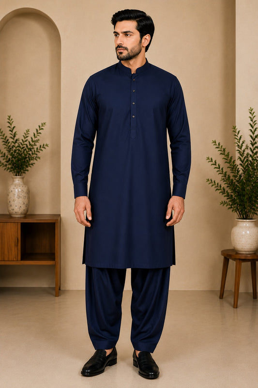 Men's Wash & Wear Unstitched-Navy