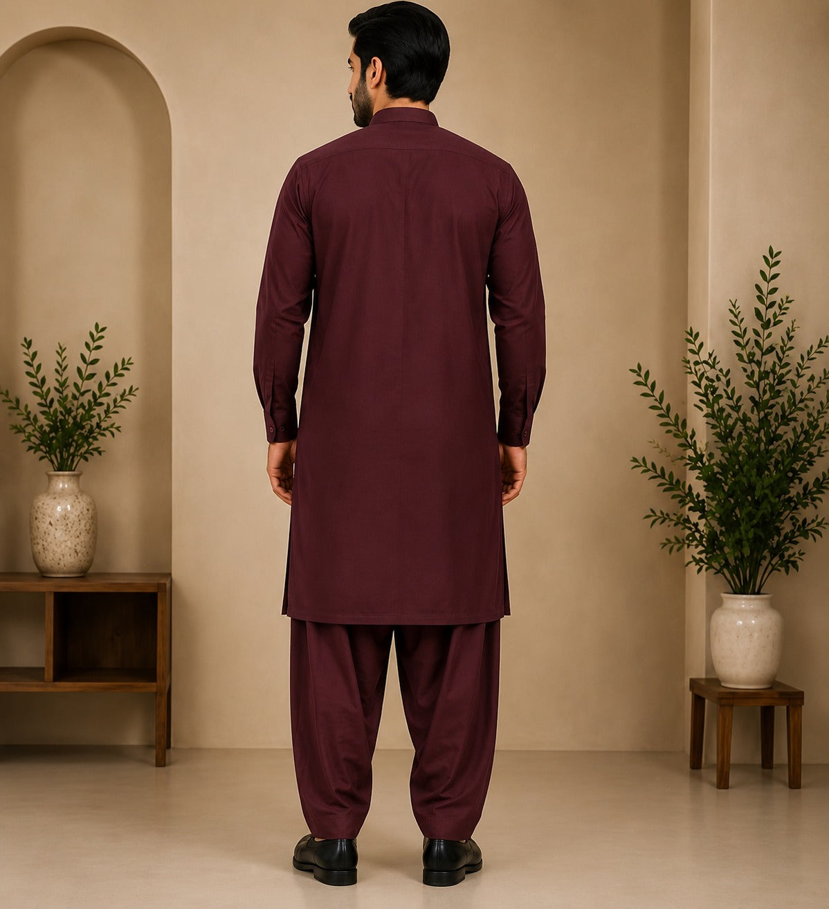 Men's Wash & Wear Unstitched -maroon