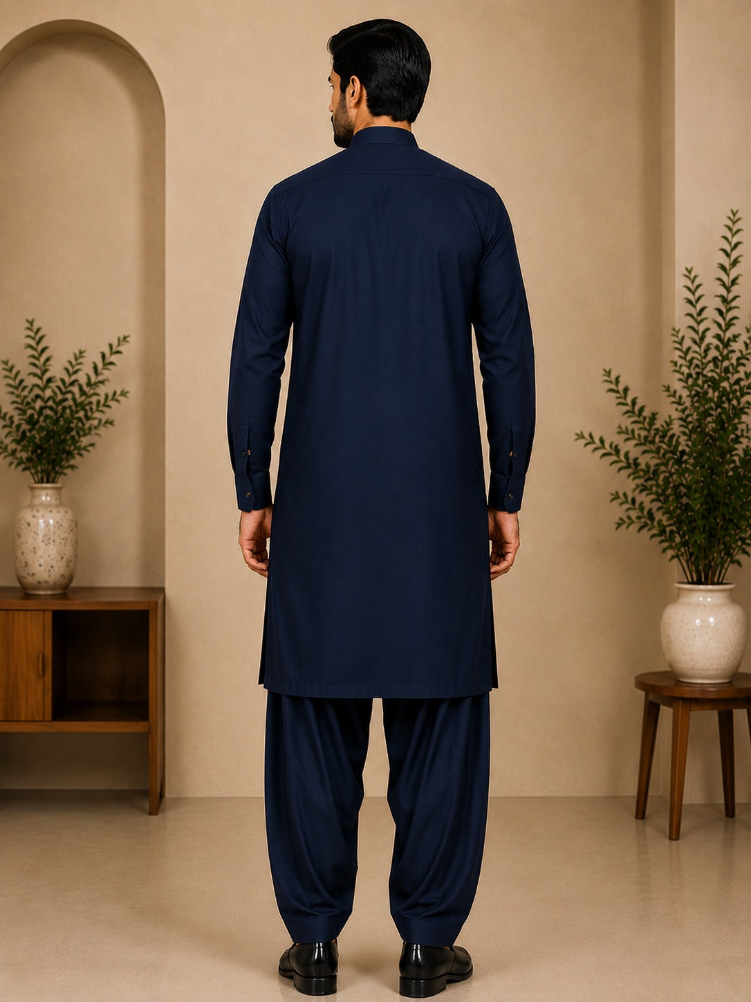 Men's Wash & Wear Unstitched-Navy