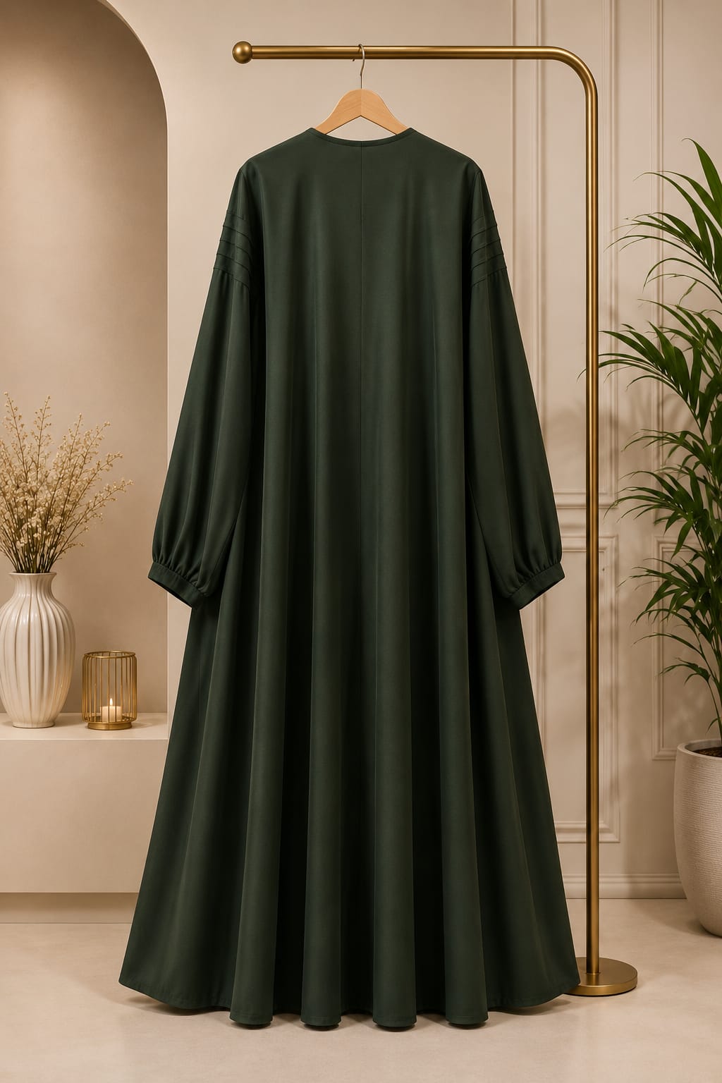 Luxe Dark Olive Green Pintuck Abaya