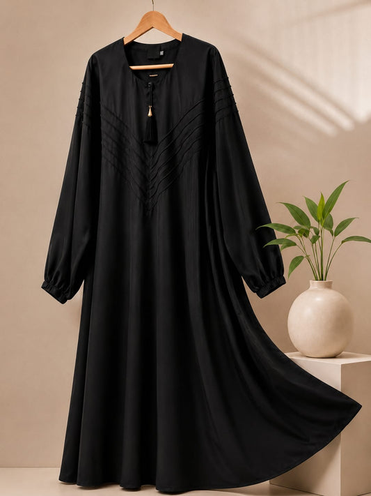 Luxe Black Pintuck Abaya