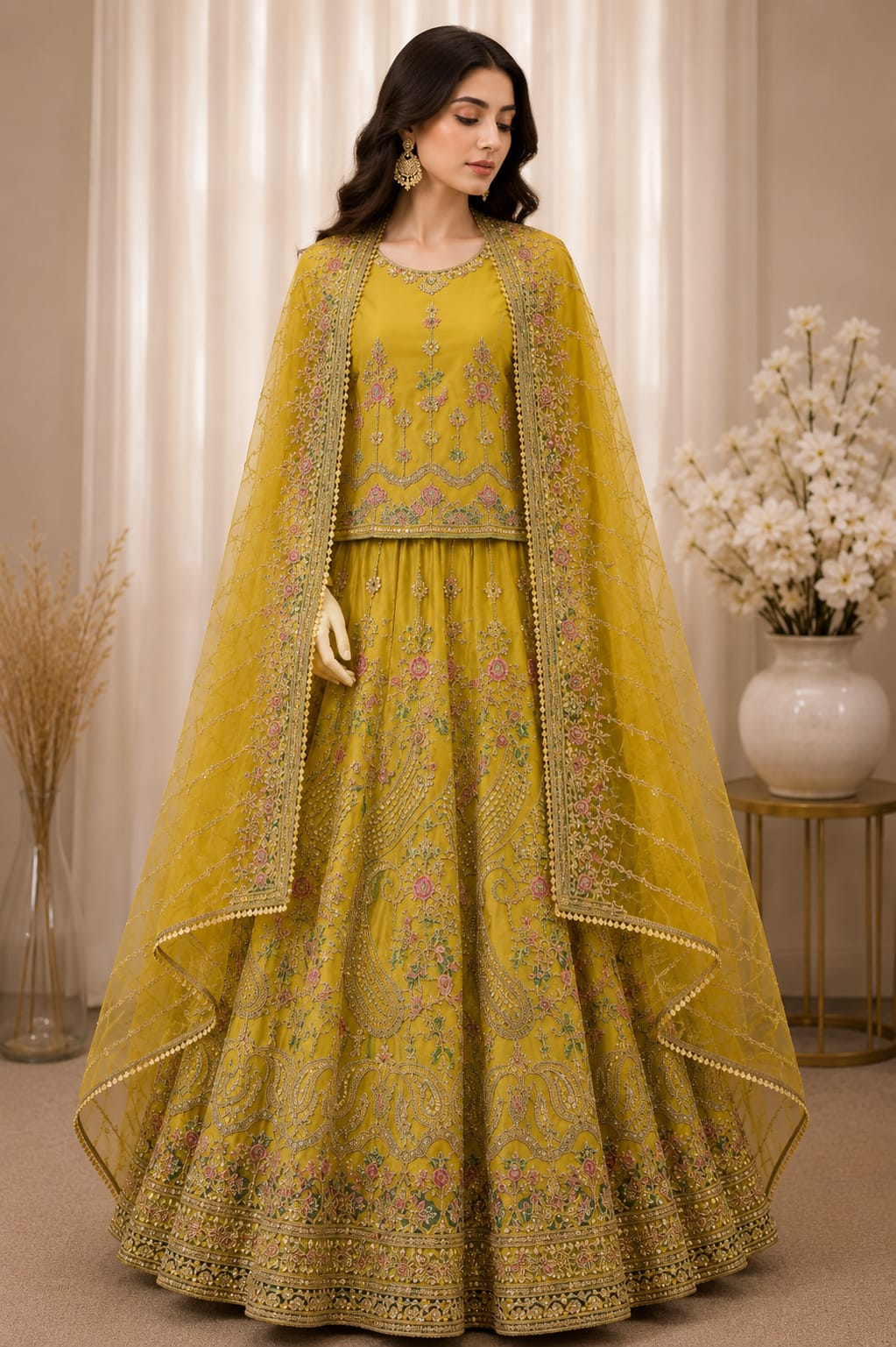 Majestic Luxury Embroidered Lehenga Set- yellow