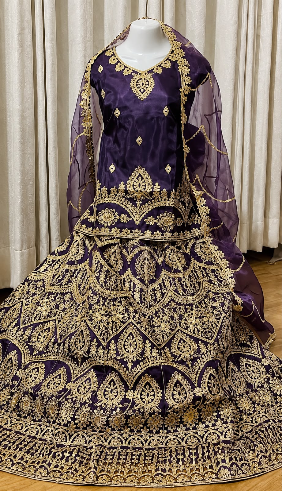 Majestic Luxury Embroidered Lehenga Set- Violet purple
